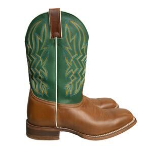 Men's Nocona Deputy Tan Boots NB3000 Square Toe Green Leather Western - 9EE